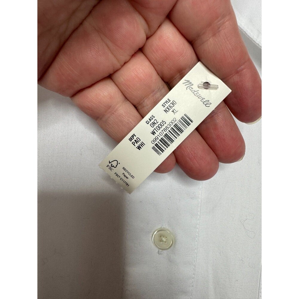 Madewell XL Oversized Button-Up Shirt White Cotton Oxford Long Sleeve Pocket NWT - Picture 9 of 14